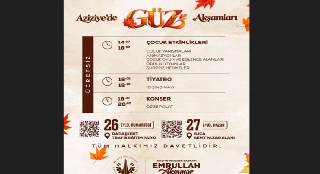 Aziziye’de Güz Akşamları başlıyor