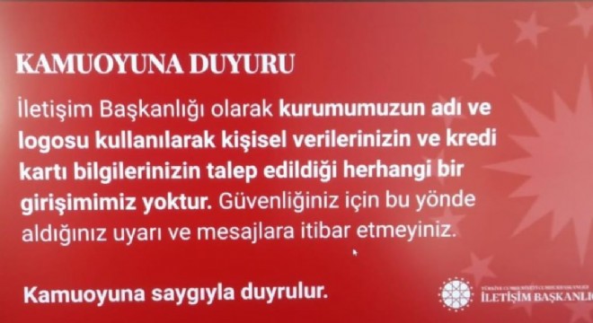 CB İletişim Başkanlığı ndan dolandırıcılara karşı uyarı