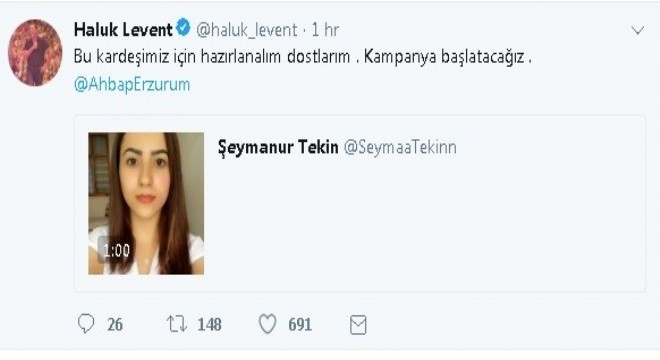 Haluk Levent Şeymanur için kampanya başlattı