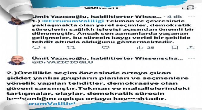 Prof. Yazıcıoğlu’ndan Tekman duyarlılığı