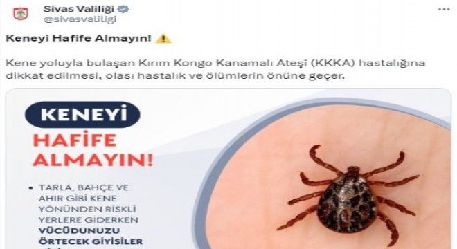 Sivas Valiliği uyardı: ‘Keneyi hafife almayın’