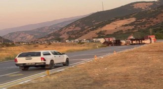 Sansa Deresinde Kimyasal gaz yüklü tır devrildi