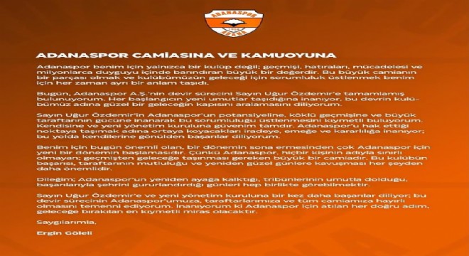 Adanaspor devredildi