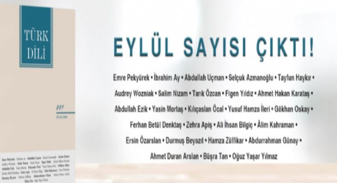 TDK Türk Dili Dergisinin Eylül sayısı yayınlandı